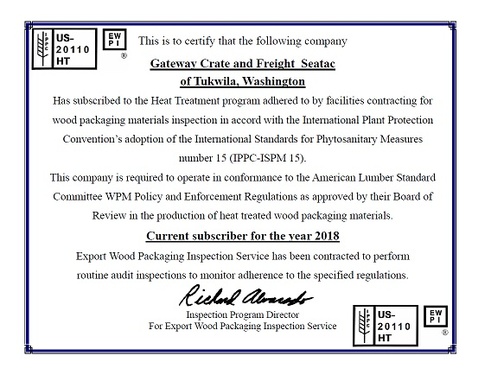 IPPC Certified Crate Facility Washington